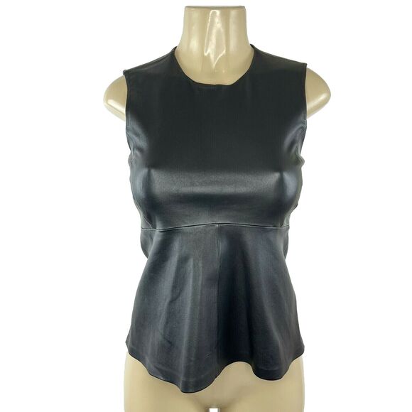 By Malene Birger Leather Top Womens Size 34 Black Pieced Leather Zip Kriseah - Picture 1 of 10